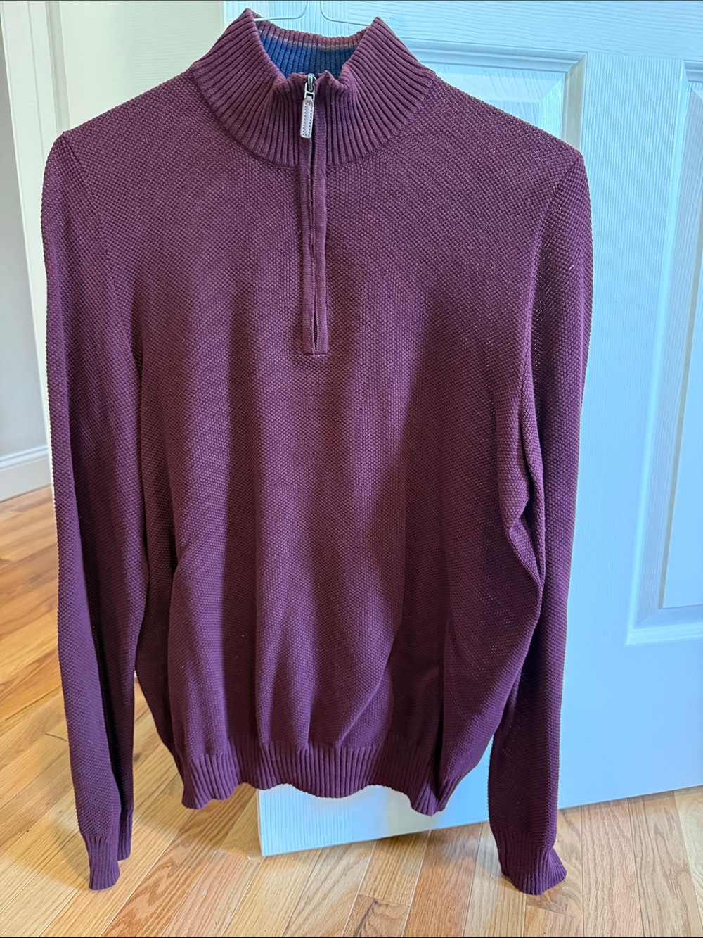 Club Room Maroon Half-Zip Pullover with Navy Trim